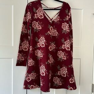 Maroon floral mini dress